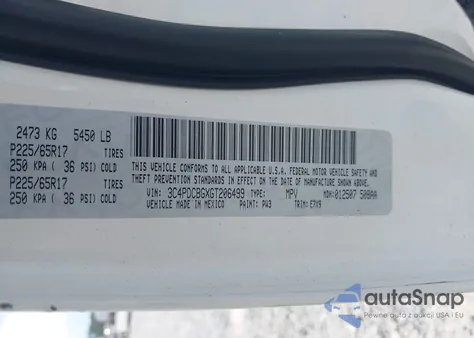 2016 Dodge Journey Sxt z USA, uszkodzony, nr VIN 3C4PDCBGXGT206499